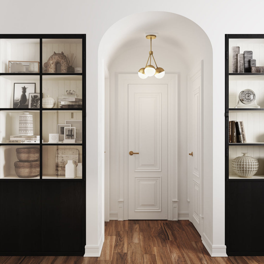 Powell 3 Light Chandelier 16", Aged Brass