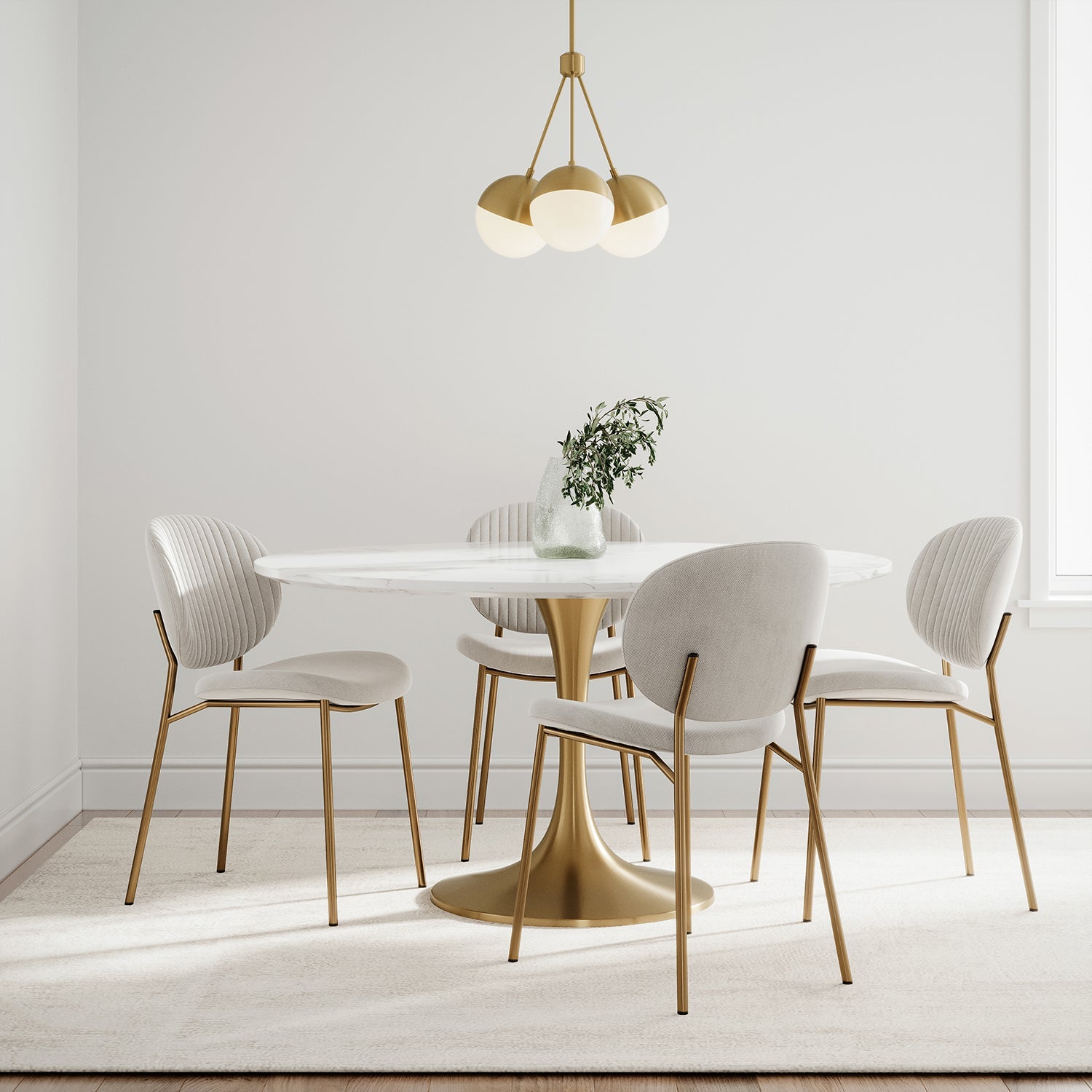 Powell 3 Light Chandelier 16", Aged Brass