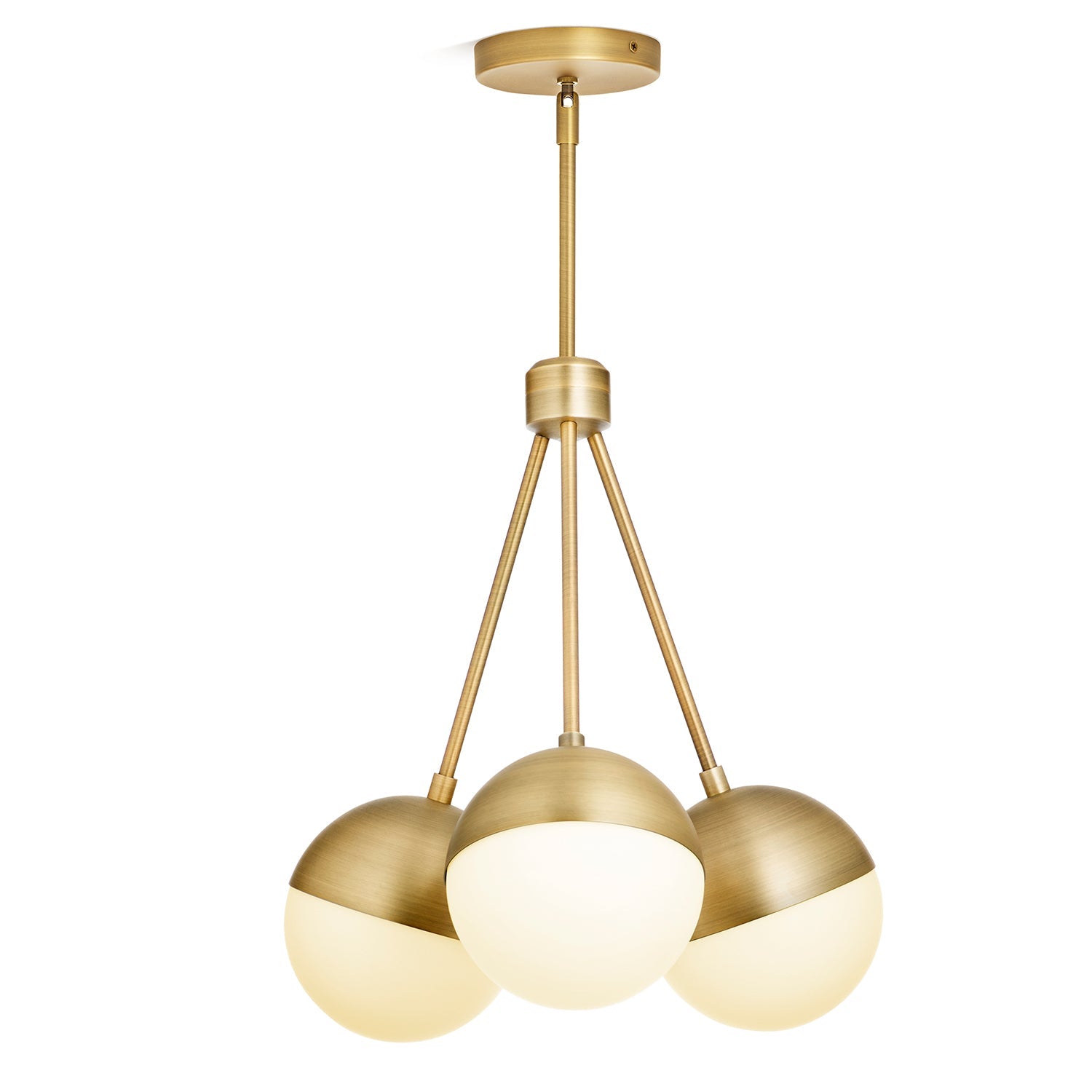 Powell 3 Light Chandelier 16", Aged Brass