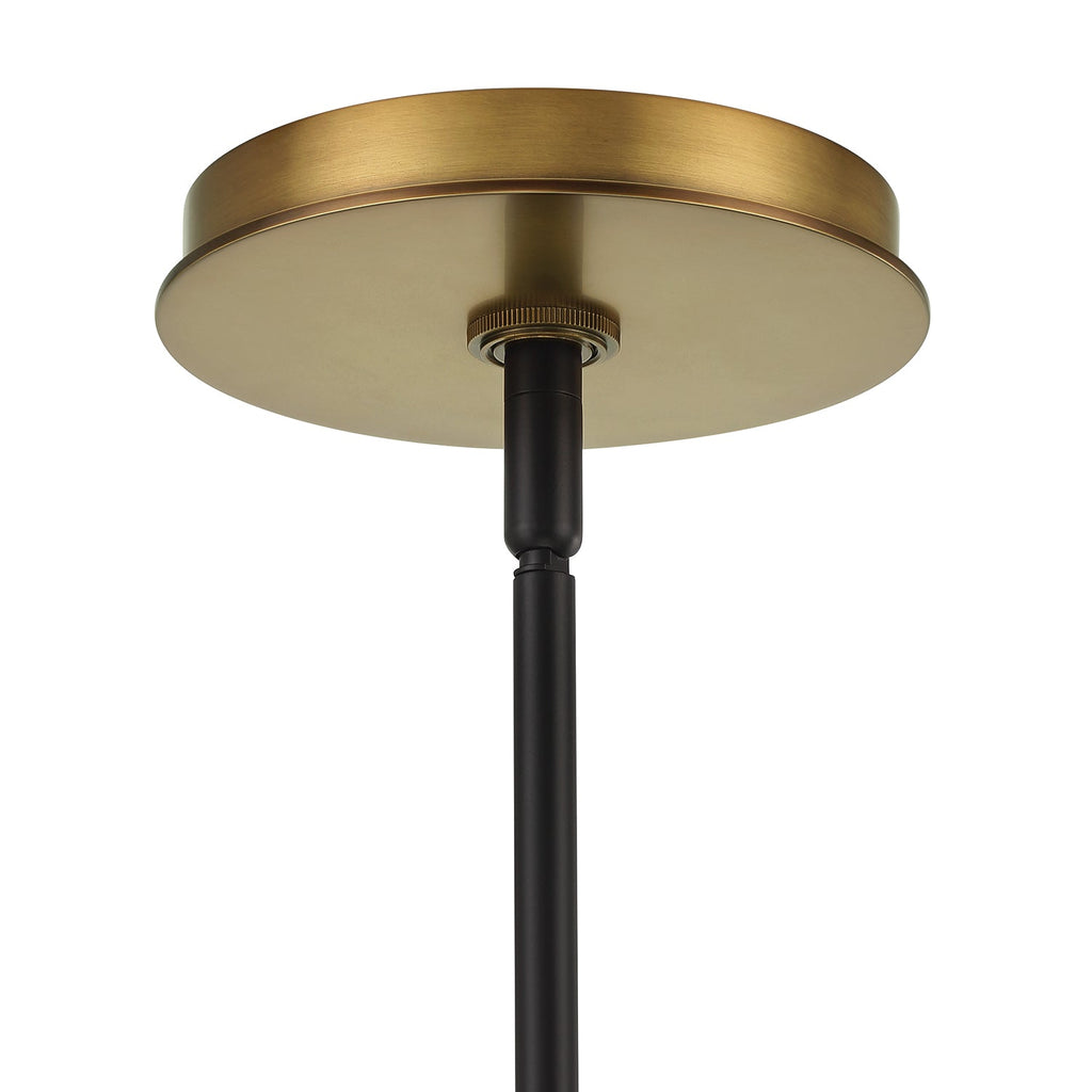 Ryan 5 Light Chandelier 30", Matte Black and Aged Brass