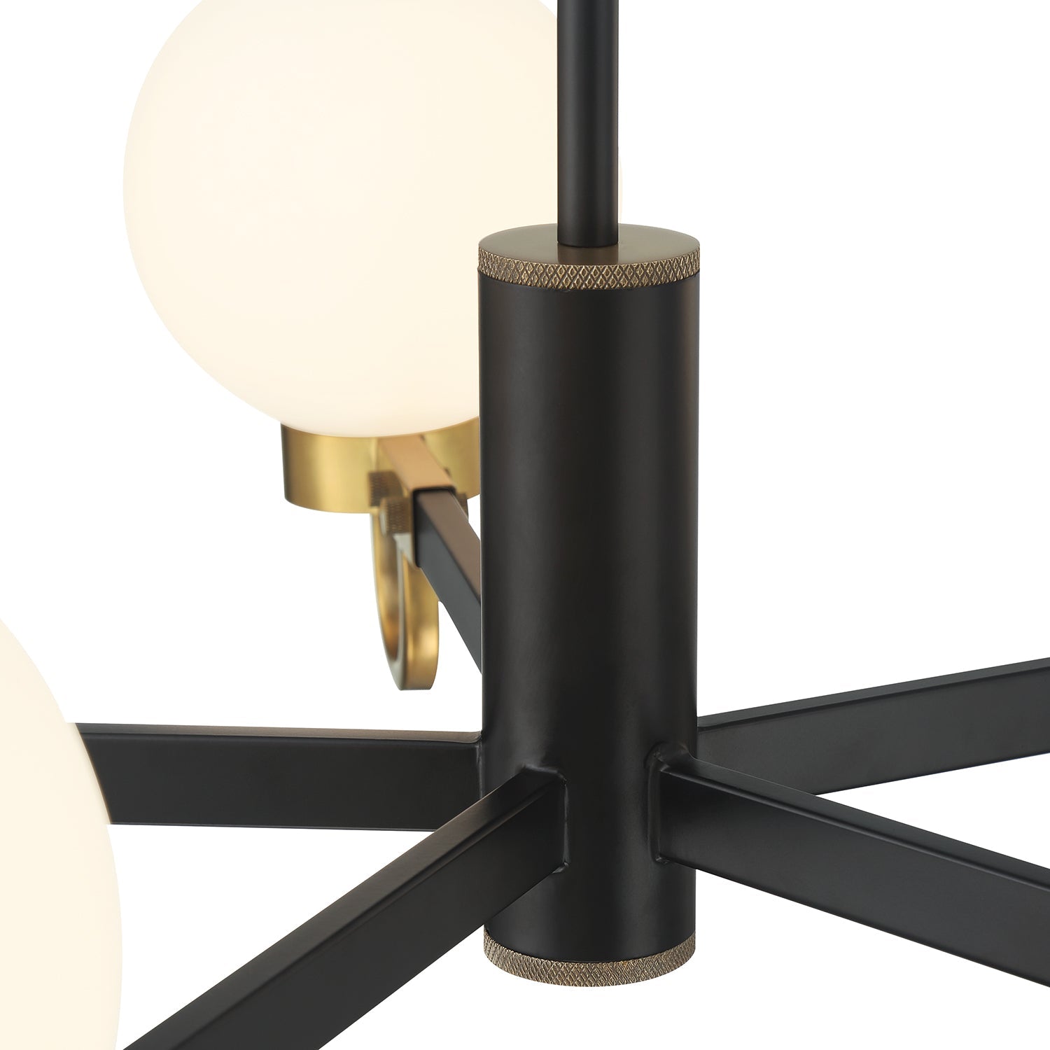 Ryan 5 Light Chandelier 30", Matte Black and Aged Brass
