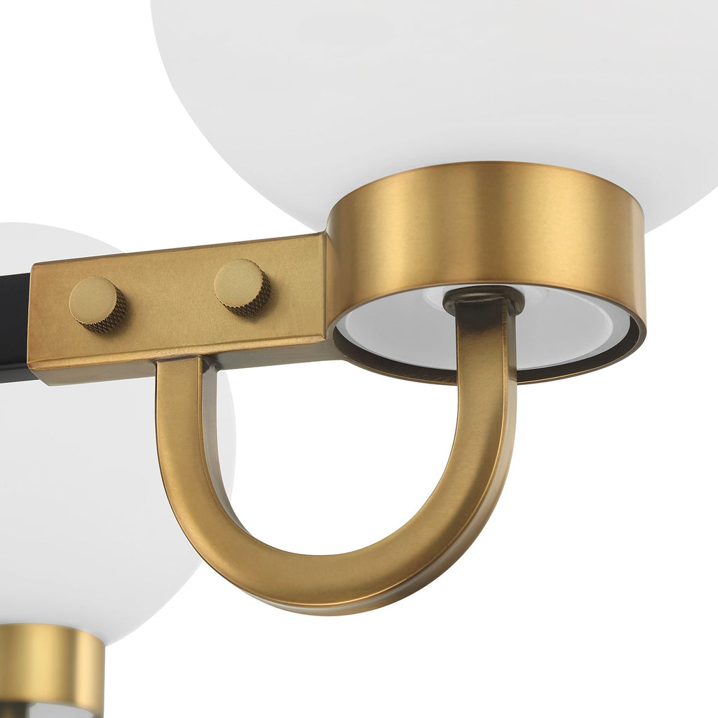 Ryan 5 Light Chandelier 30", Matte Black and Aged Brass