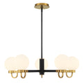 Ryan 5 Light Chandelier 30", Matte Black and Aged Brass