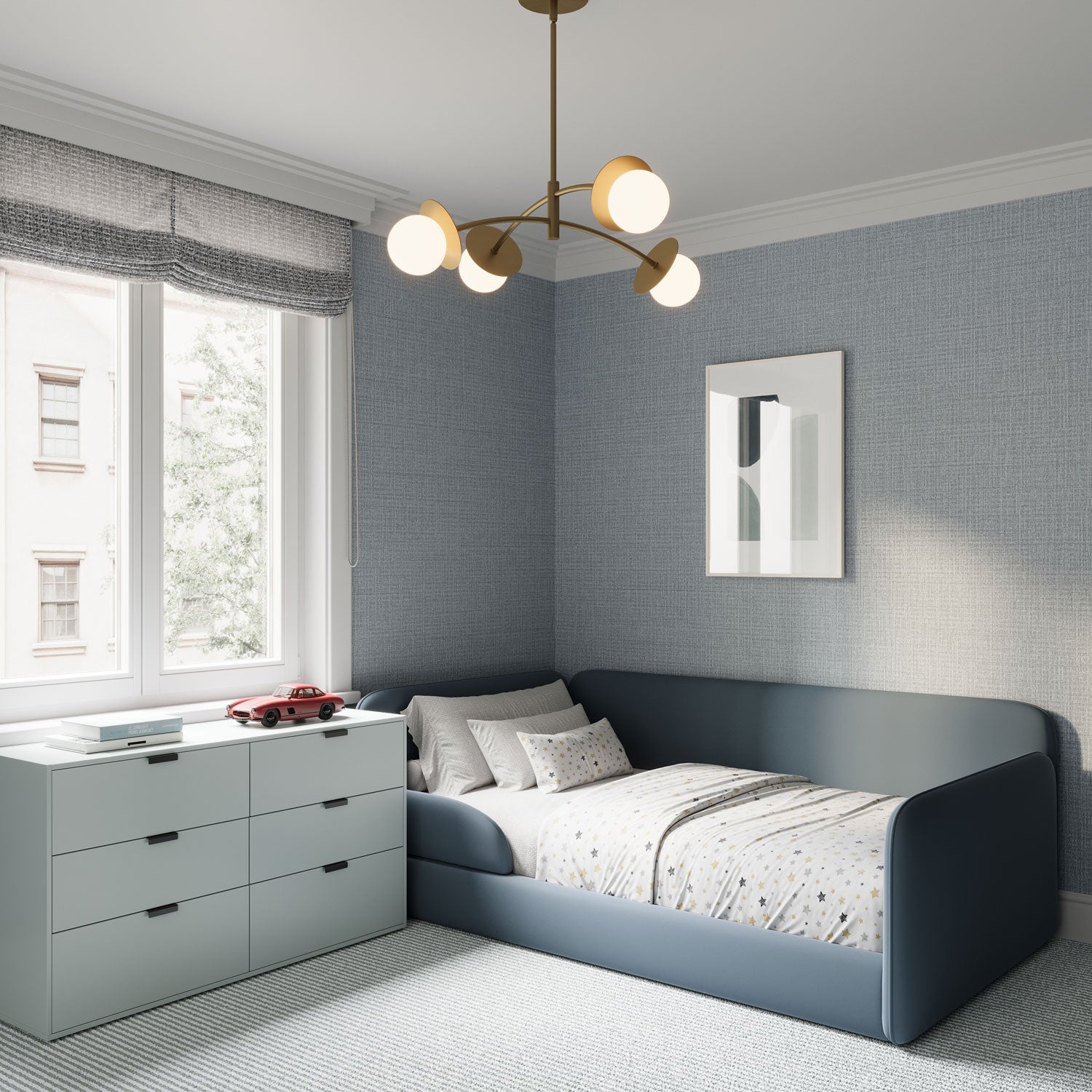 Levi 4 Globe Chandelier 26", Aged Brass