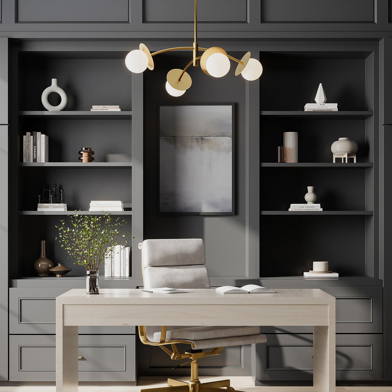 Levi 4 Globe Chandelier 26", Aged Brass