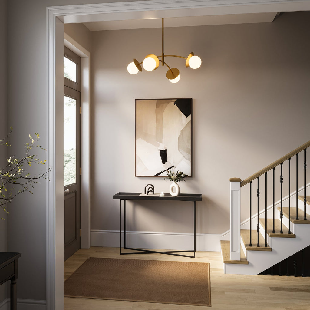 Levi 4 Globe Chandelier 26", Aged Brass