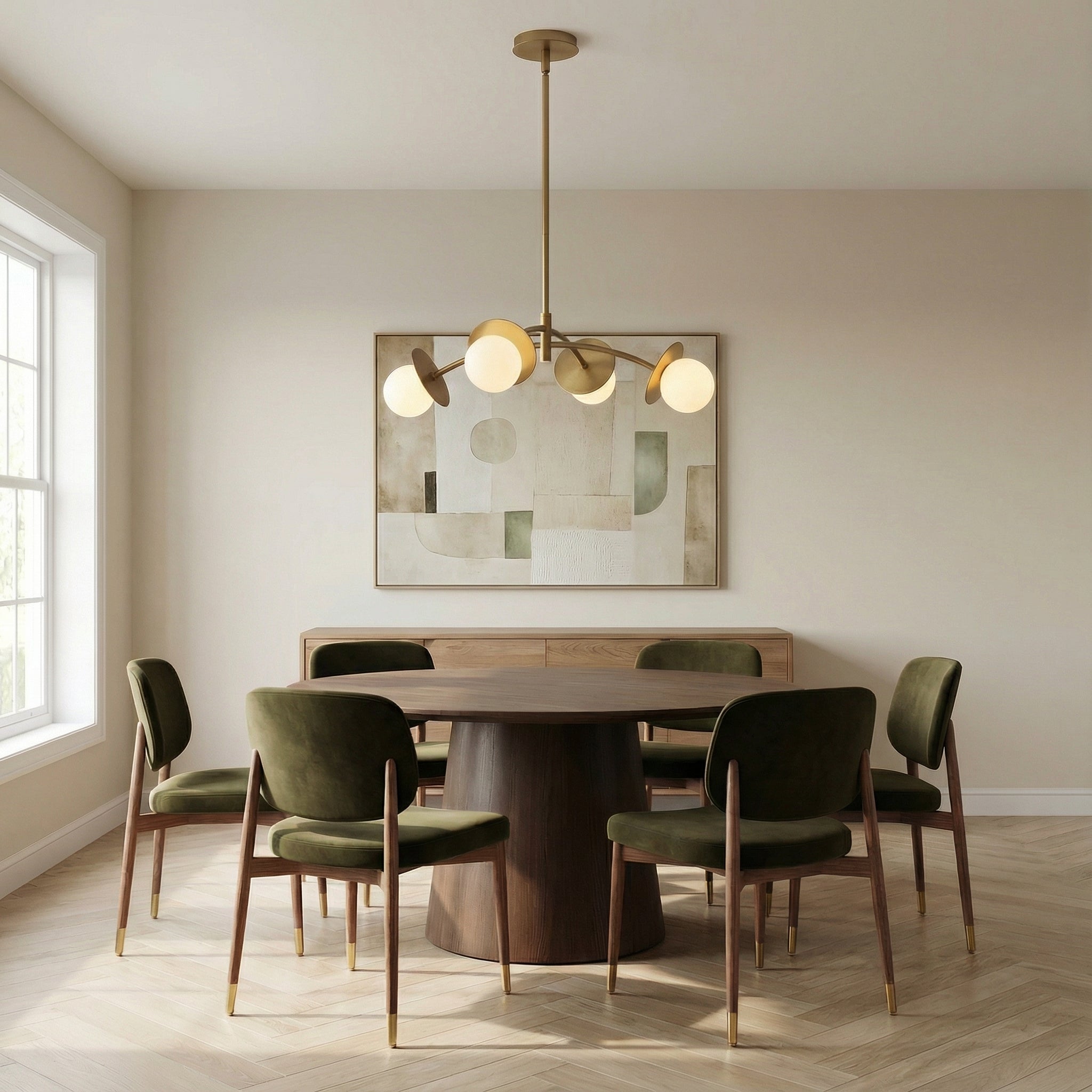 Levi 4 Globe Chandelier 26", Aged Brass