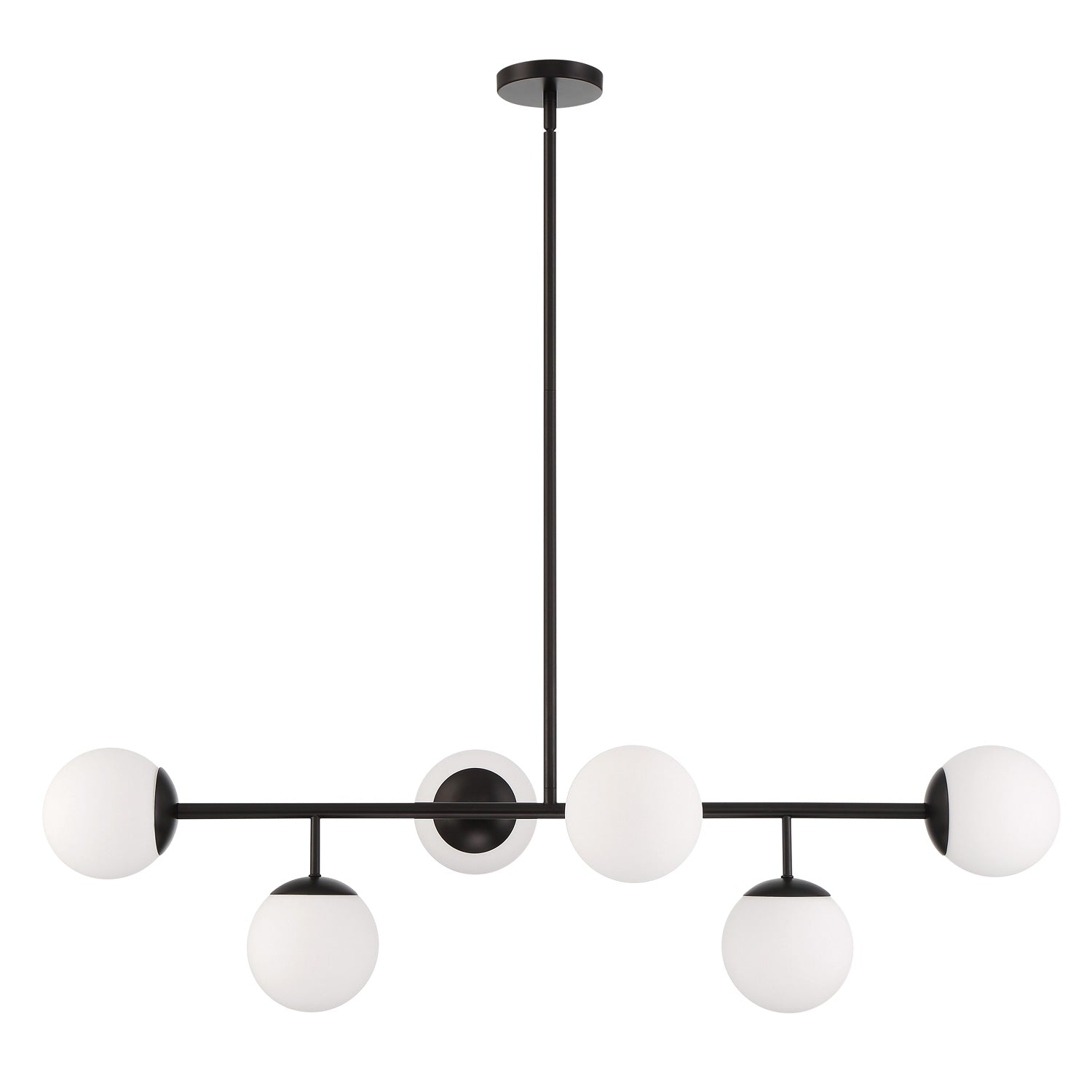 Castell 6 Globe Linear Pendant 46", Matte Black