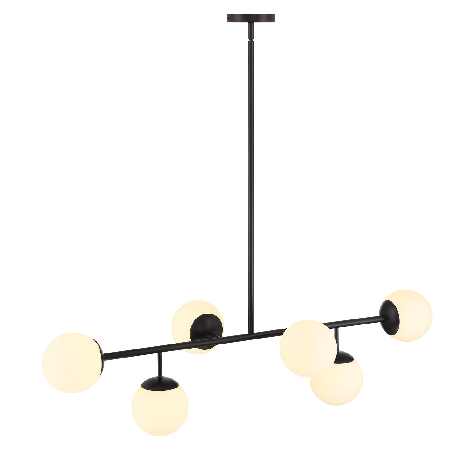 Castell 6 Globe Linear Pendant 46", Matte Black