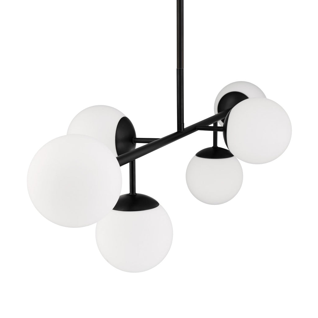 Castell 6 Globe Linear Pendant 46", Matte Black