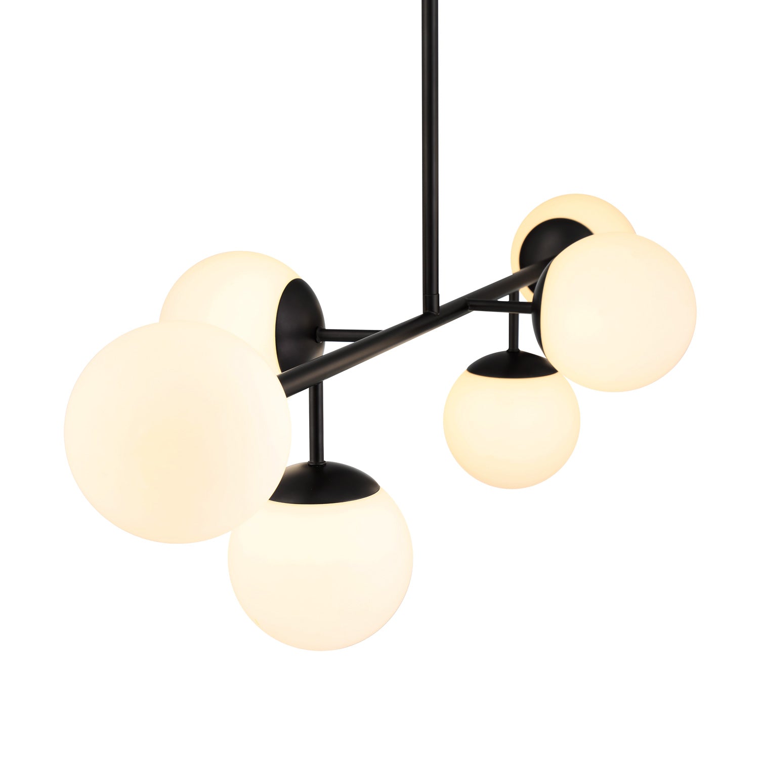 Castell 6 Globe Linear Pendant 46", Matte Black