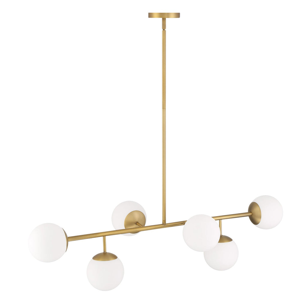 Castell 6 Globe Linear Pendant 46", Aged Brass