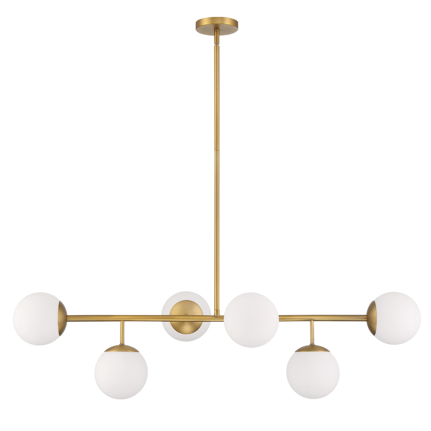 Castell 6 Globe Linear Pendant 46", Aged Brass