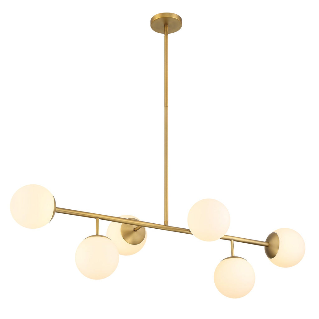 Castell 6 Globe Linear Pendant 46", Aged Brass