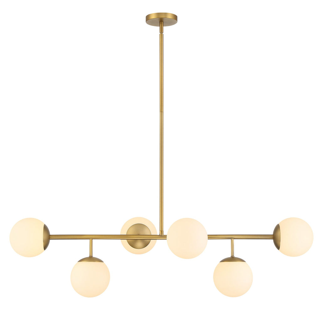 Castell 6 Globe Linear Pendant 46", Aged Brass