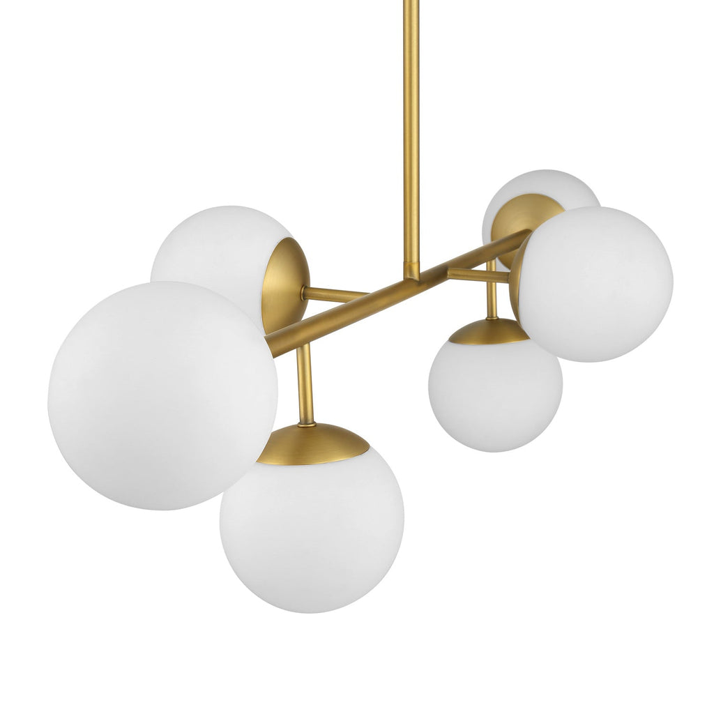 Castell 6 Globe Linear Pendant 46", Aged Brass