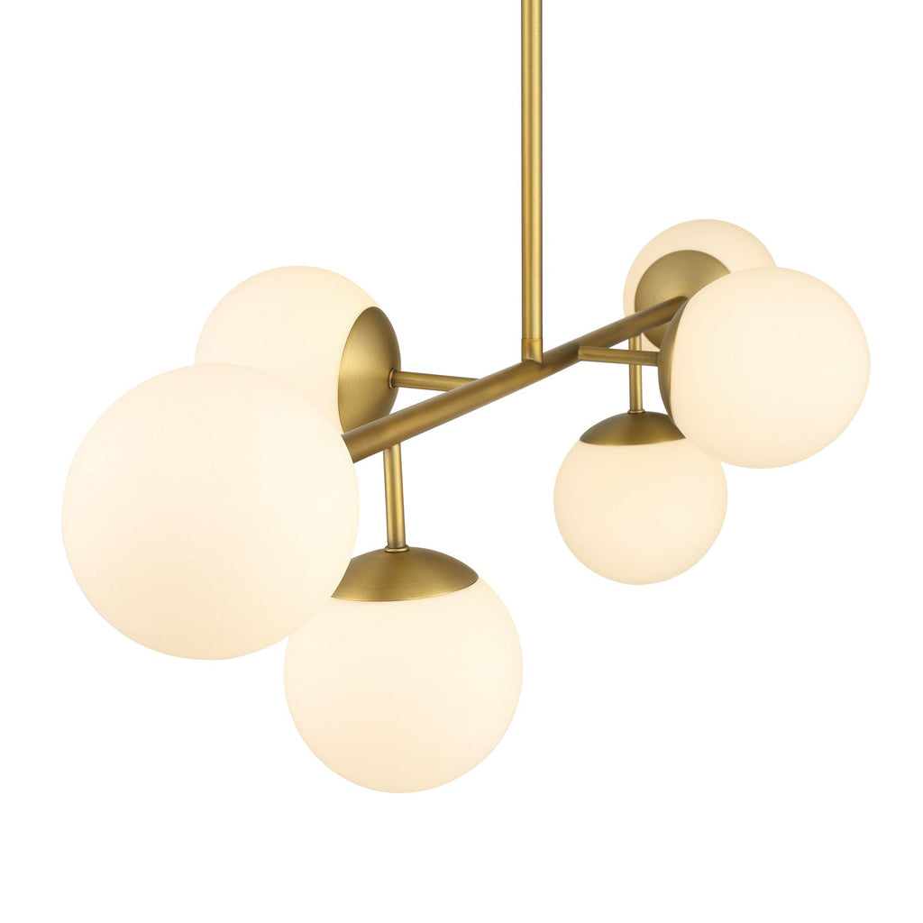 Castell 6 Globe Linear Pendant 46", Aged Brass