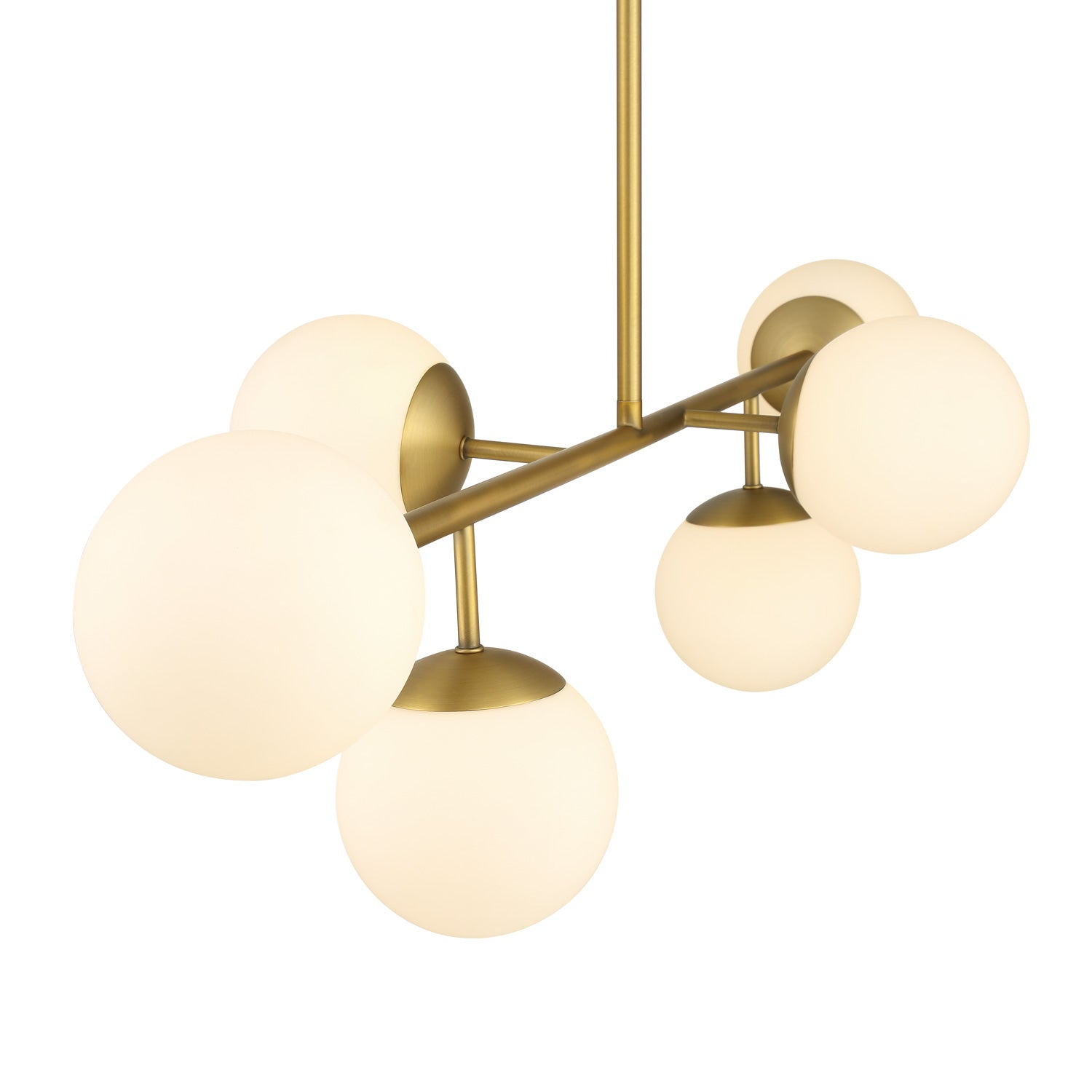 Castell 6 Globe Linear Pendant 46", Aged Brass