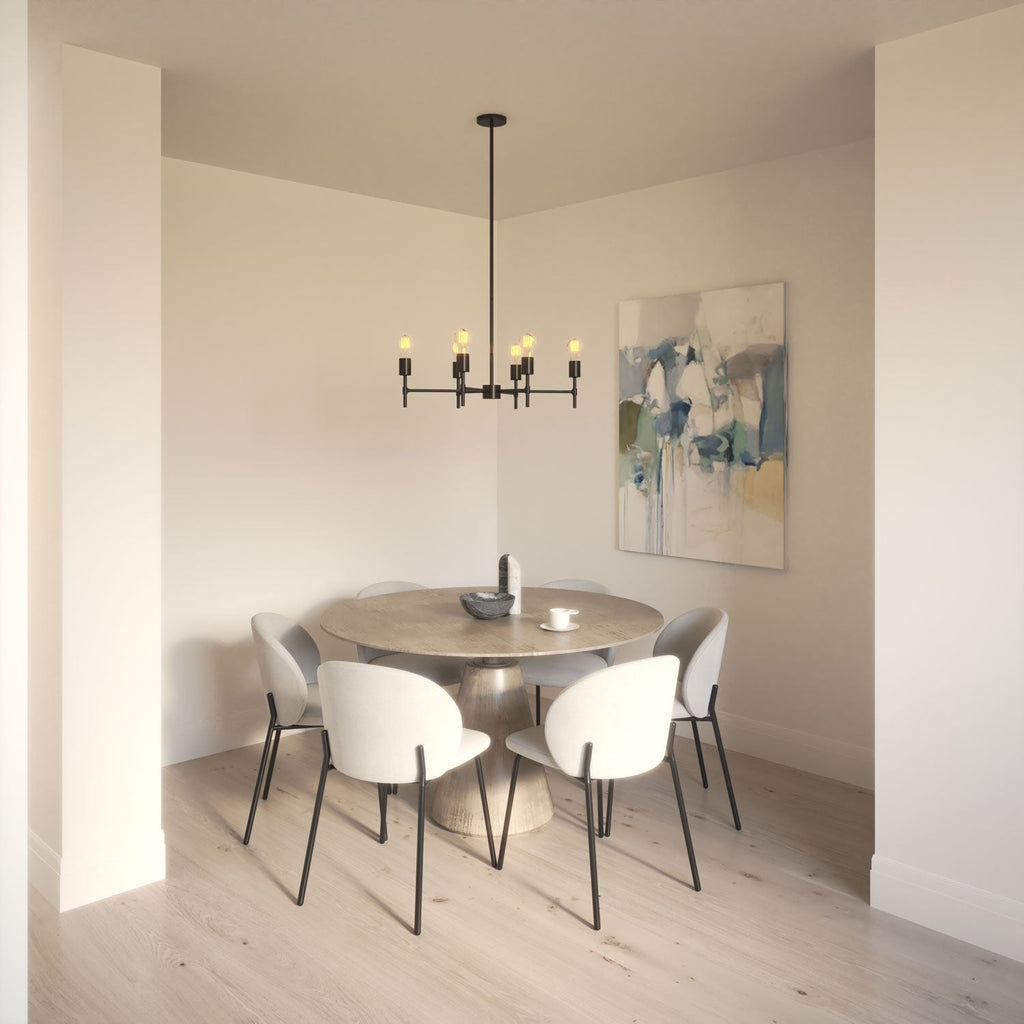 Prospect 6 Light Round Chandelier 26", Matte Black