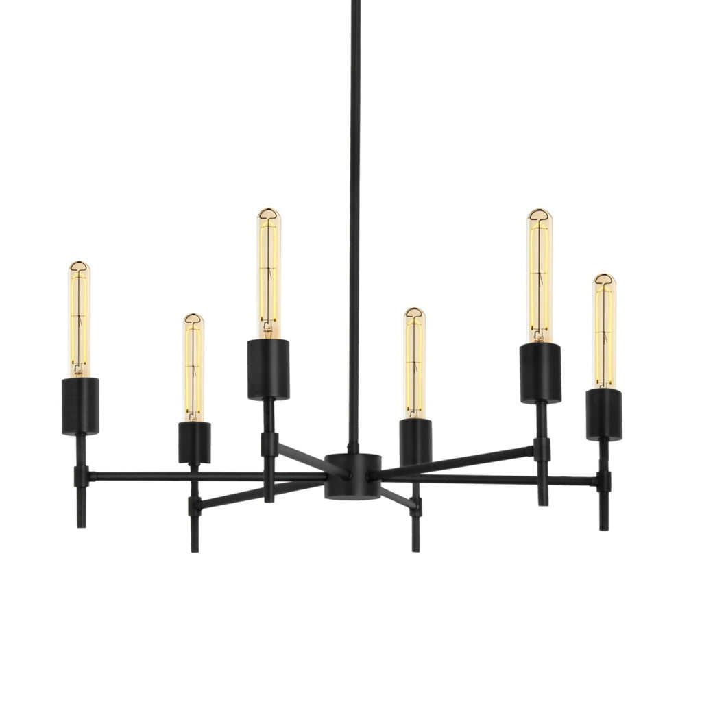 Prospect 6 Light Round Chandelier 26", Matte Black