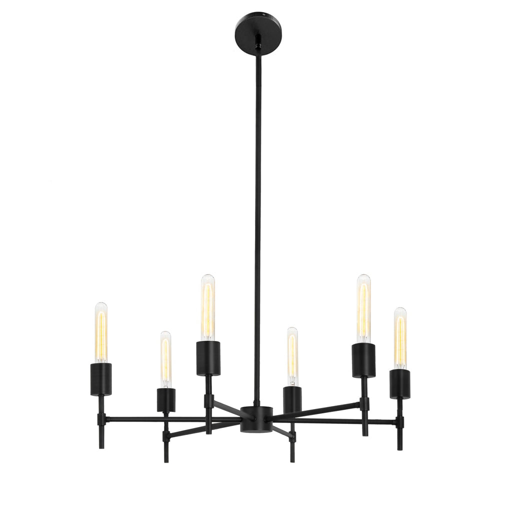Prospect 6 Light Round Chandelier 26", Matte Black