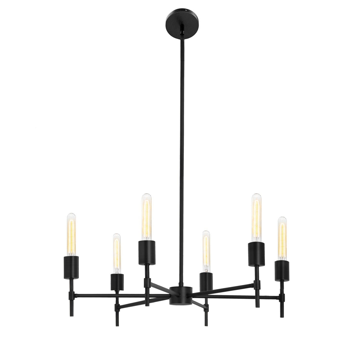 Prospect 6 Light Round Chandelier 26", Matte Black
