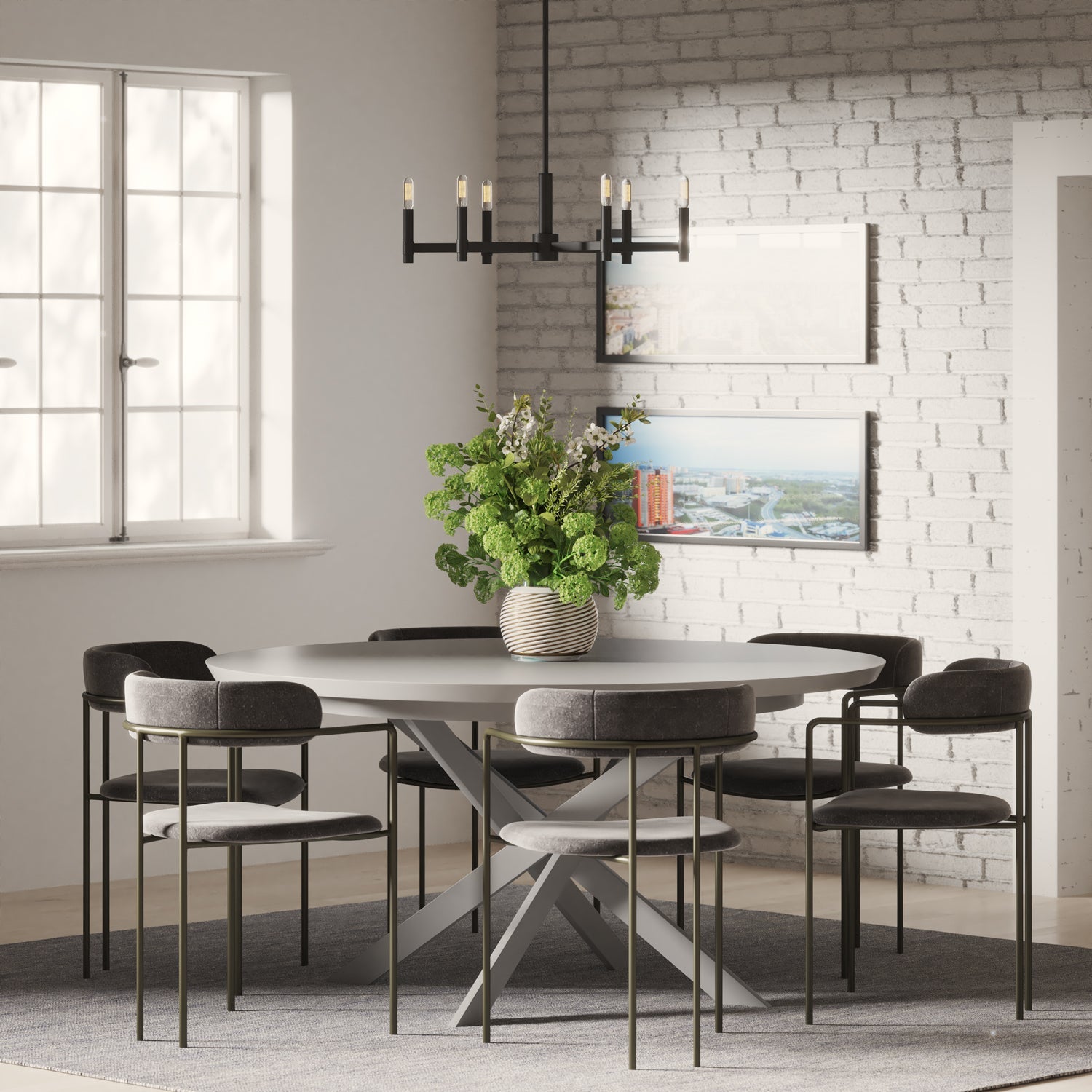 Carson 6 Light Chandelier 26", Matte Black