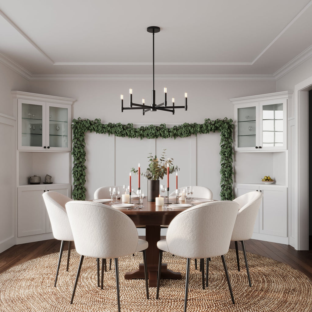 Carson 6 Light Chandelier 26", Matte Black