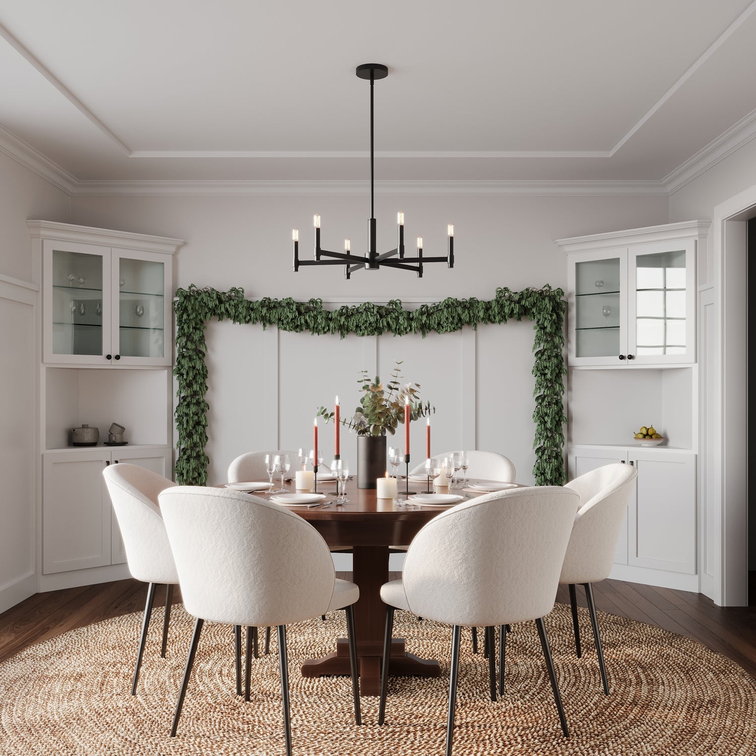 Carson 6 Light Chandelier 26", Matte Black