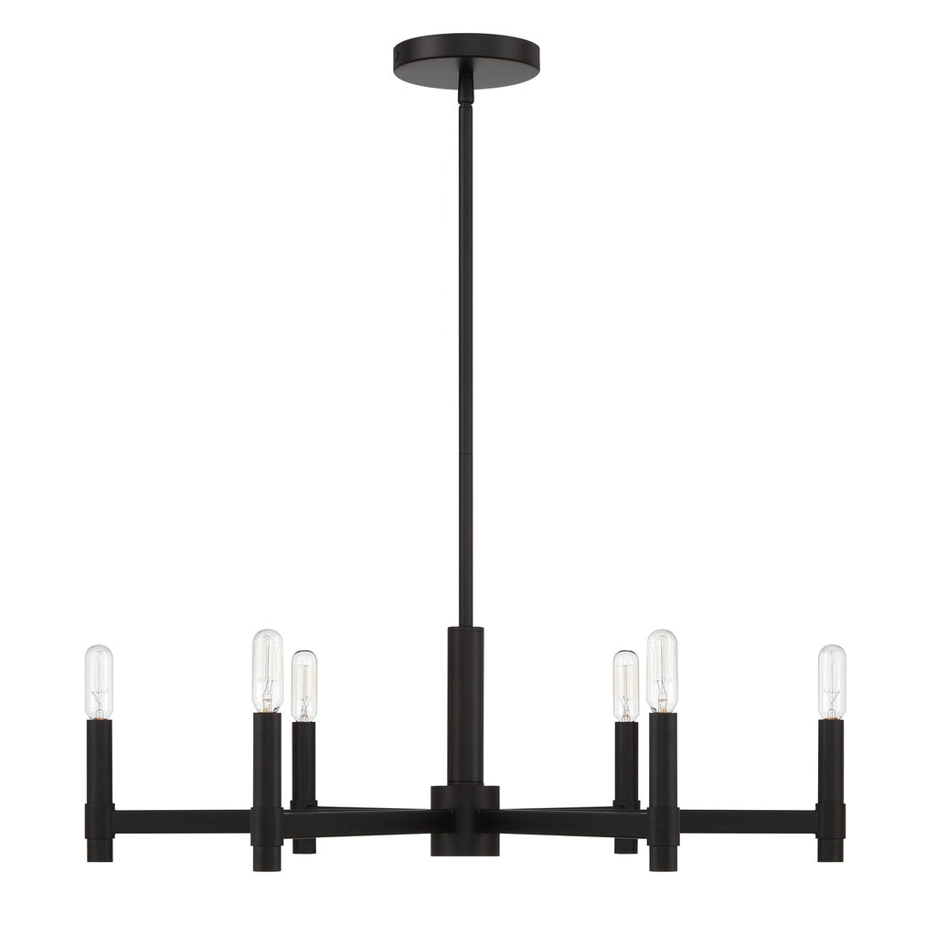 Carson 6 Light Chandelier 26", Matte Black