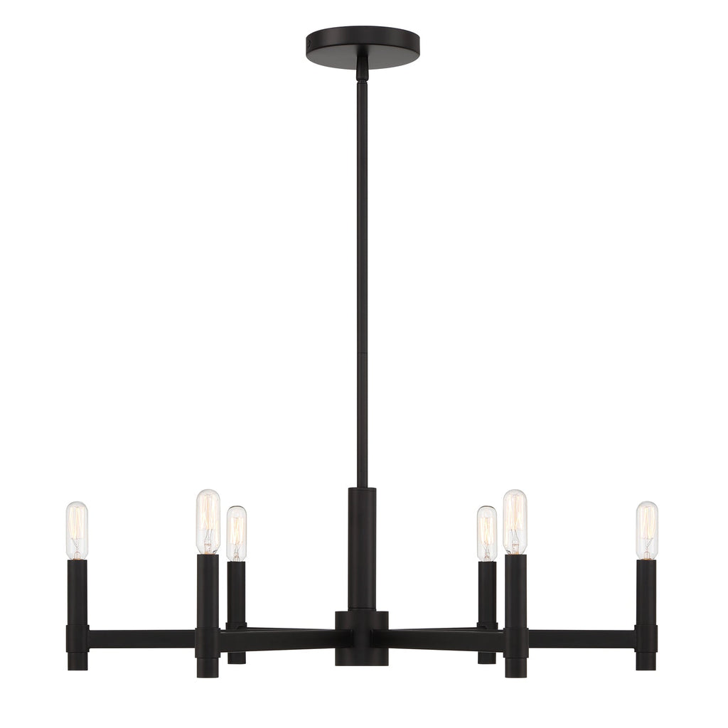 Carson 6 Light Chandelier 26", Matte Black