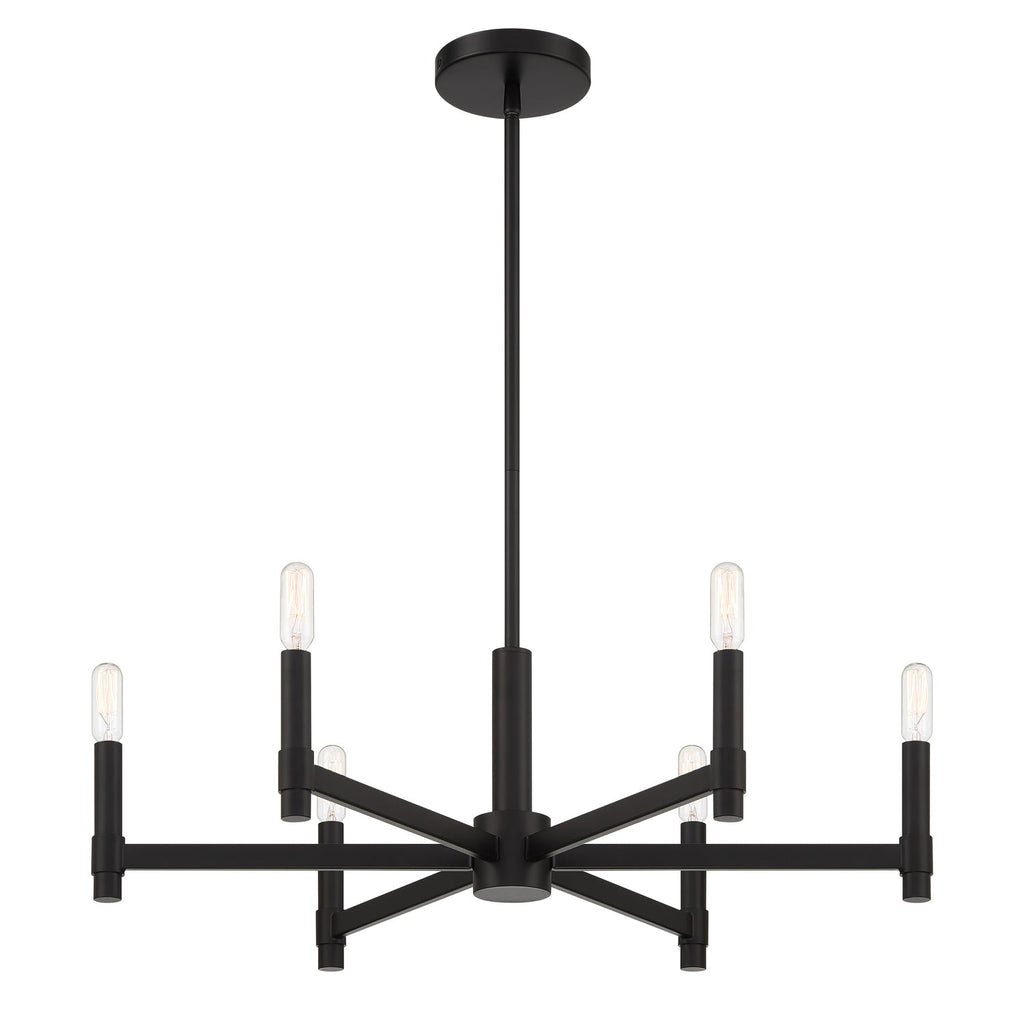 Carson 6 Light Chandelier 26", Matte Black