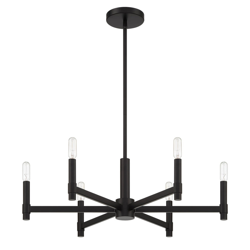 Carson 6 Light Chandelier 26", Matte Black