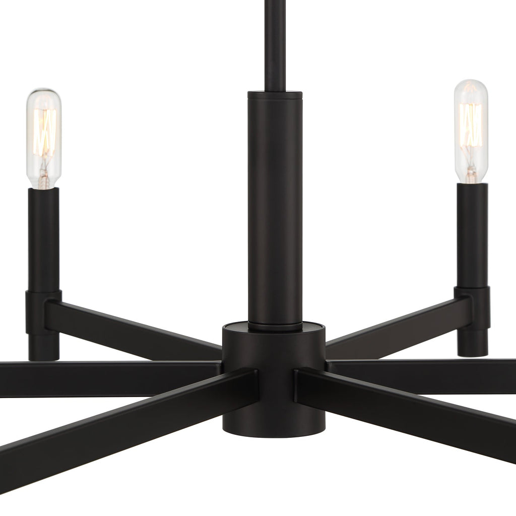 Carson 6 Light Chandelier 26", Matte Black