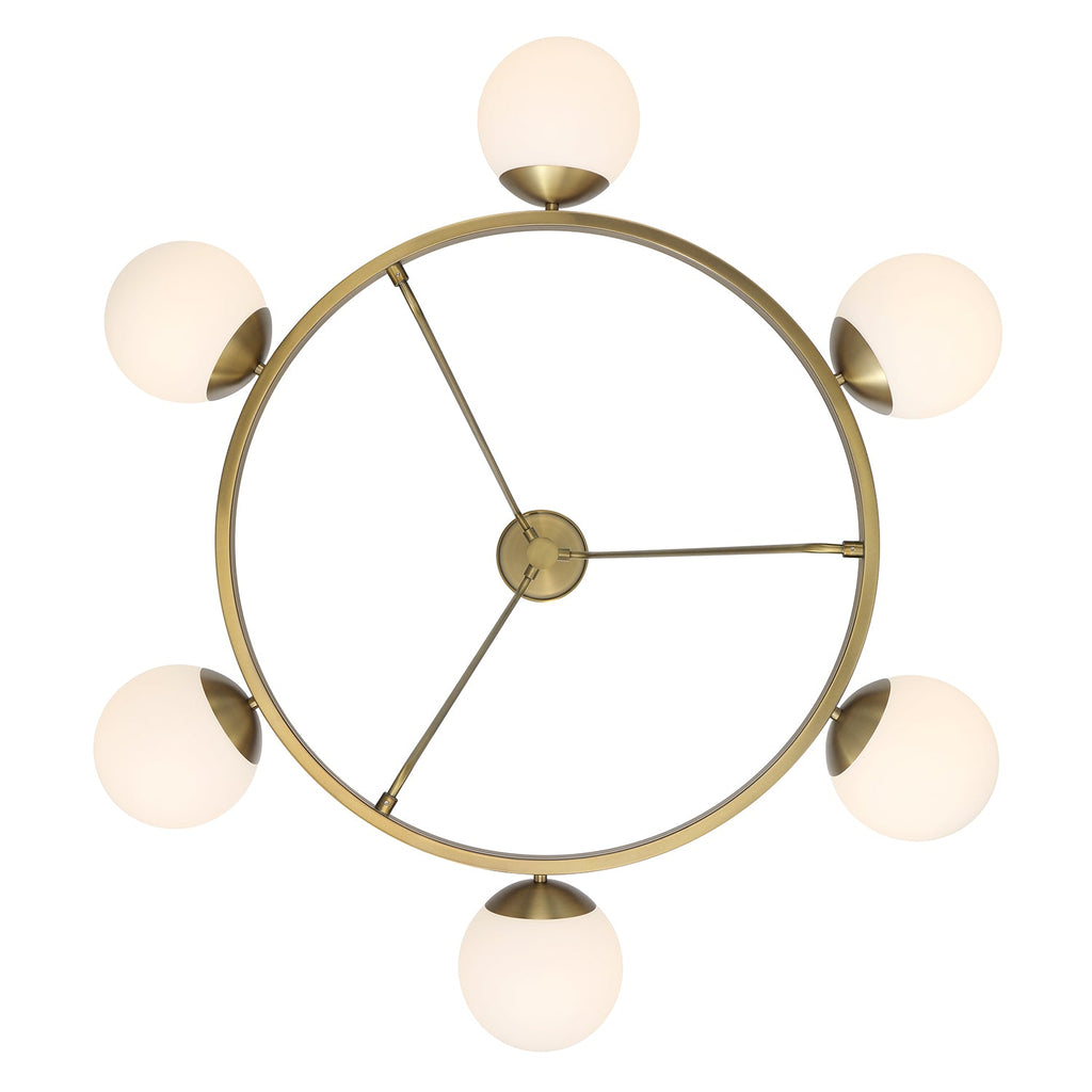 Castell 6 Globe Round Chandelier 36", Aged Brass