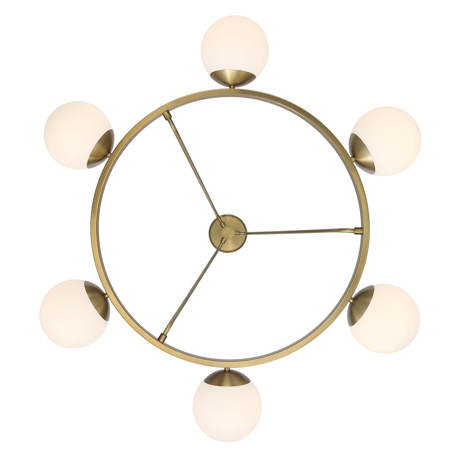 Castell 6 Globe Round Chandelier 36", Aged Brass