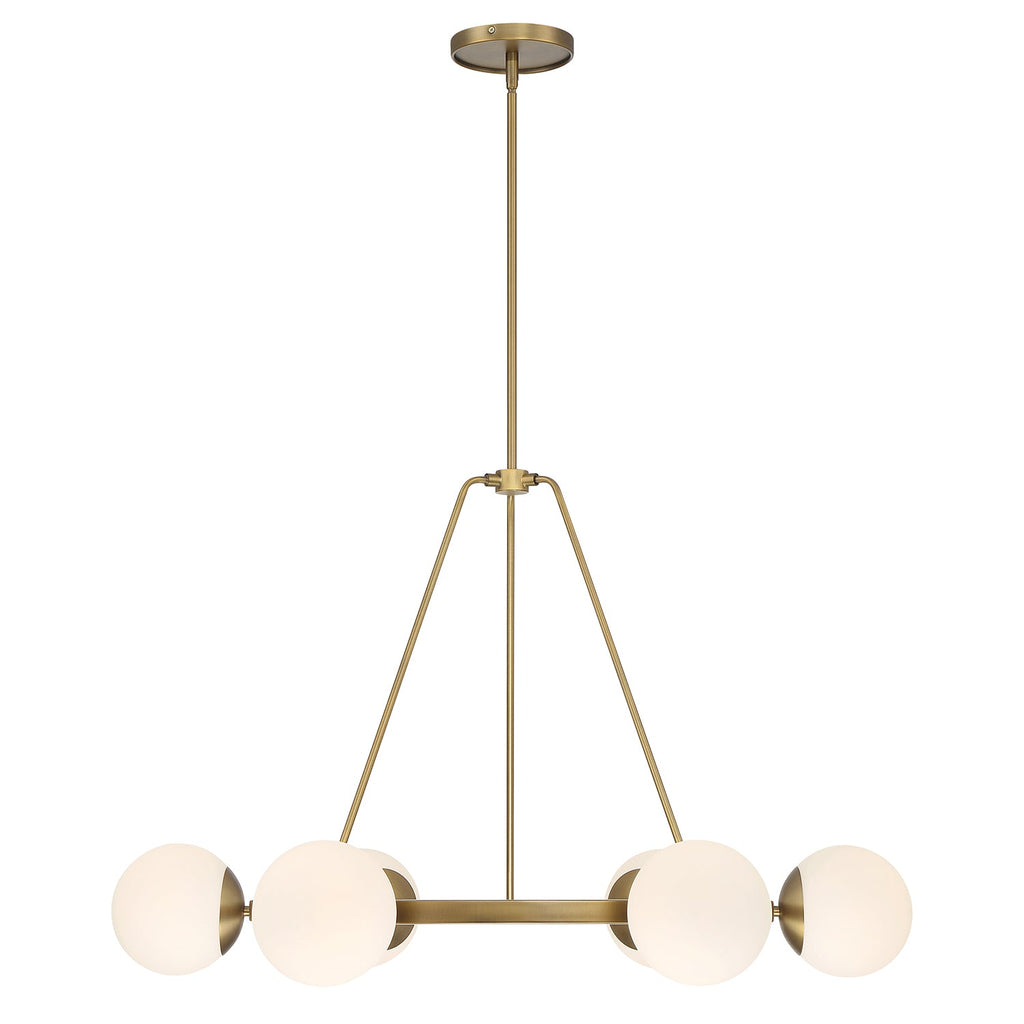 Castell 6 Globe Round Chandelier 36", Aged Brass