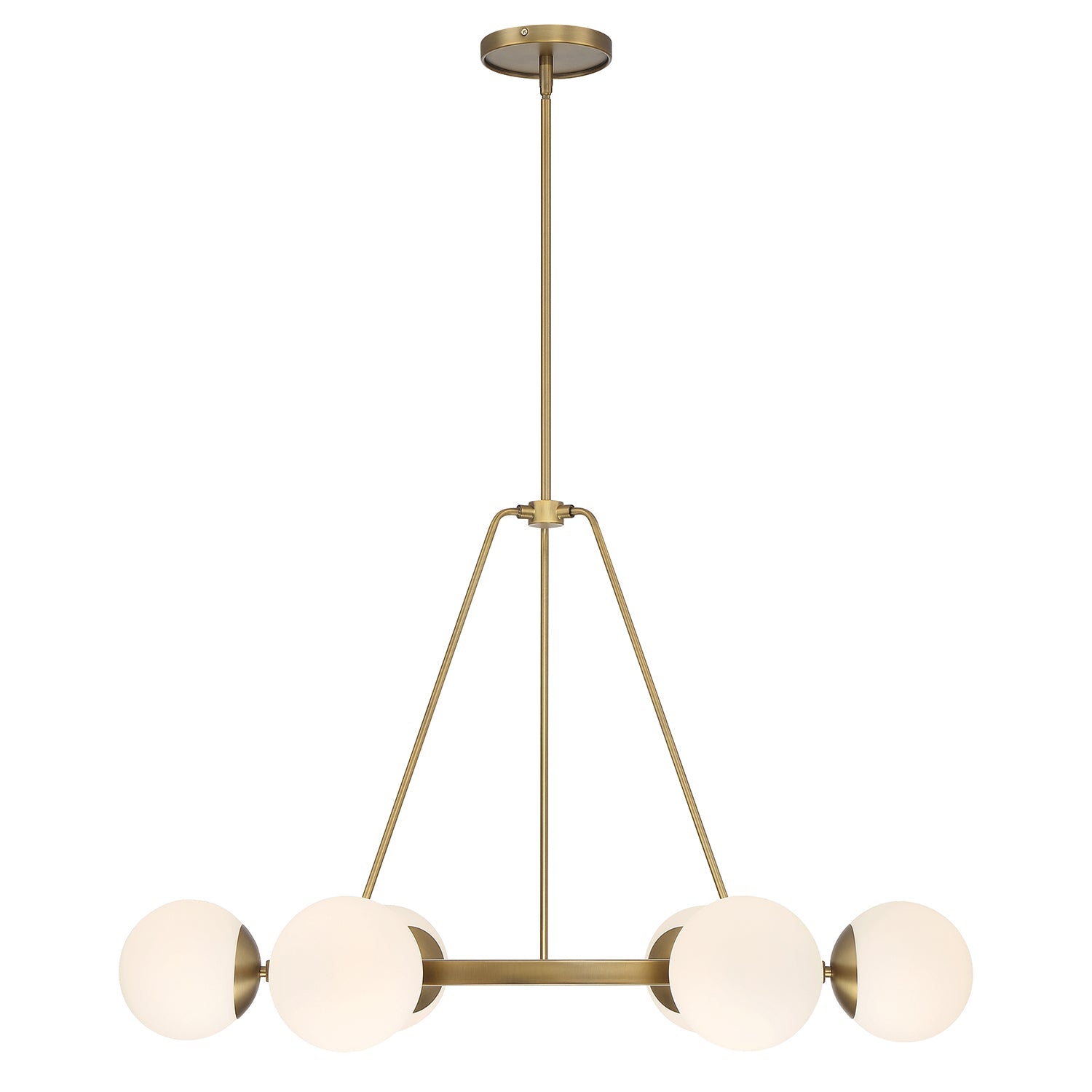 Castell 6 Globe Round Chandelier 36", Aged Brass