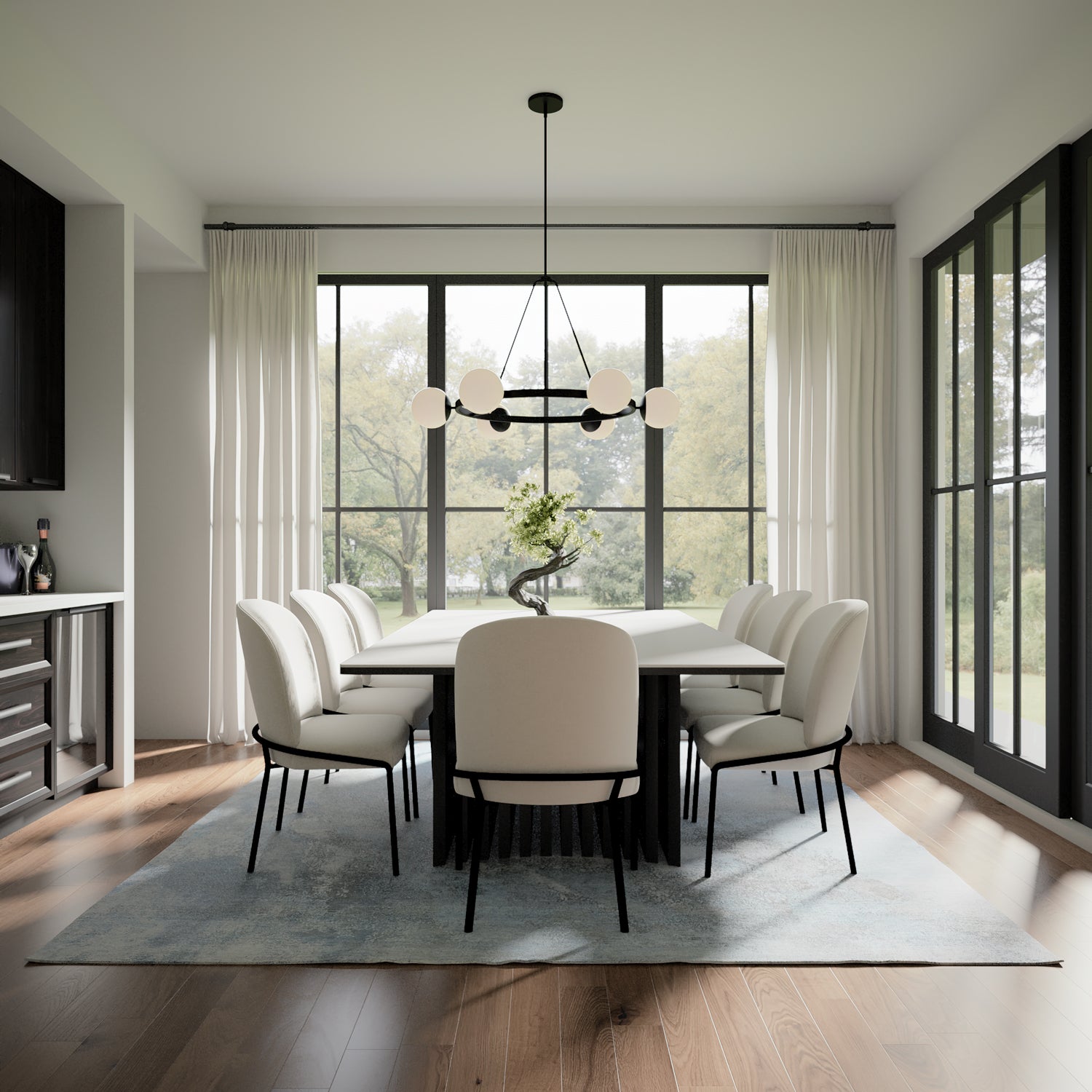 Castell 6 Globe Round Chandelier 36", Matte Black