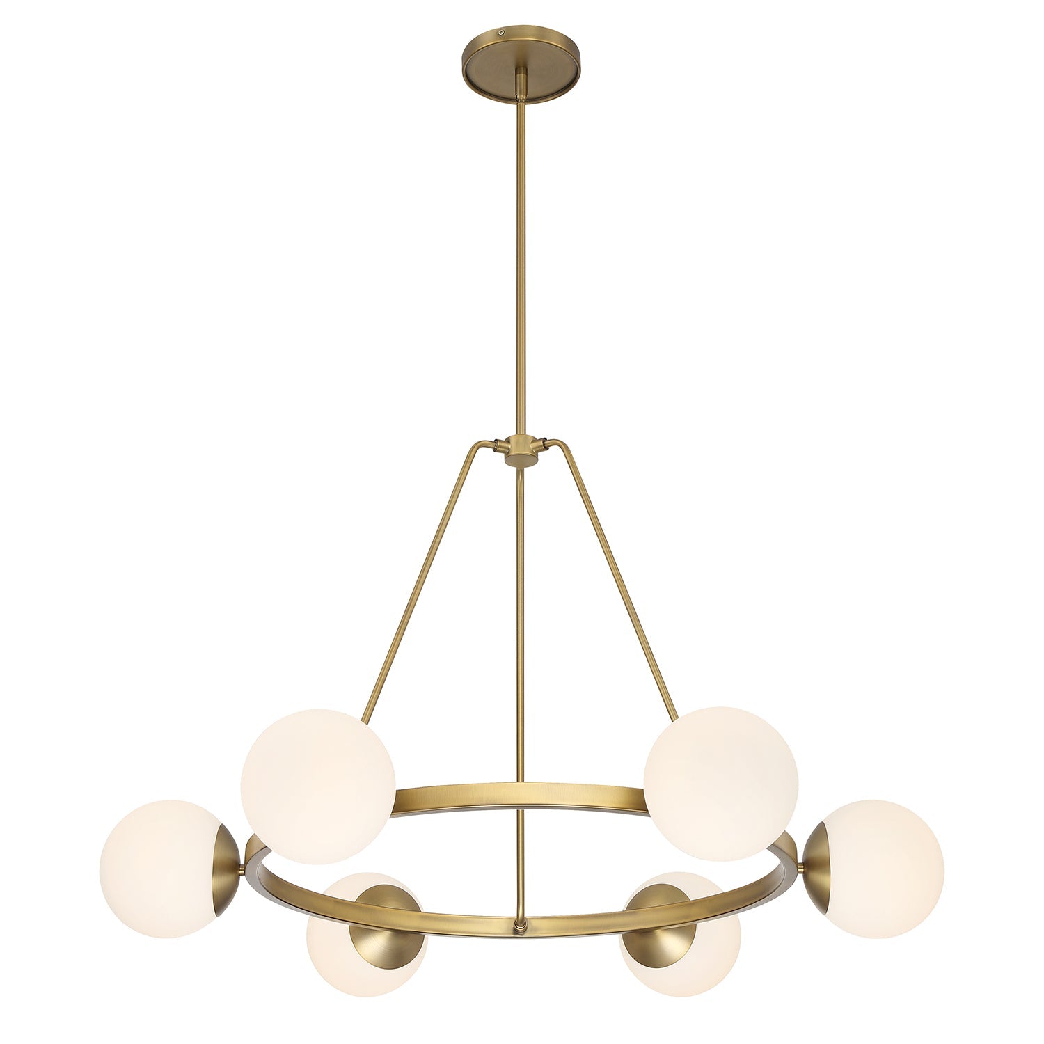Castell 6 Globe Round Chandelier 36", Aged Brass