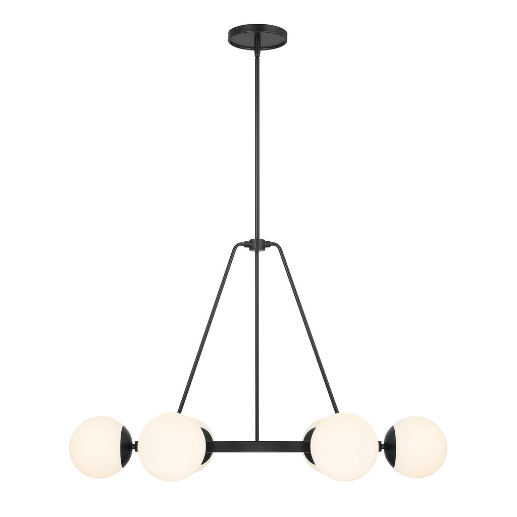 Castell 6 Globe Round Chandelier 36", Matte Black