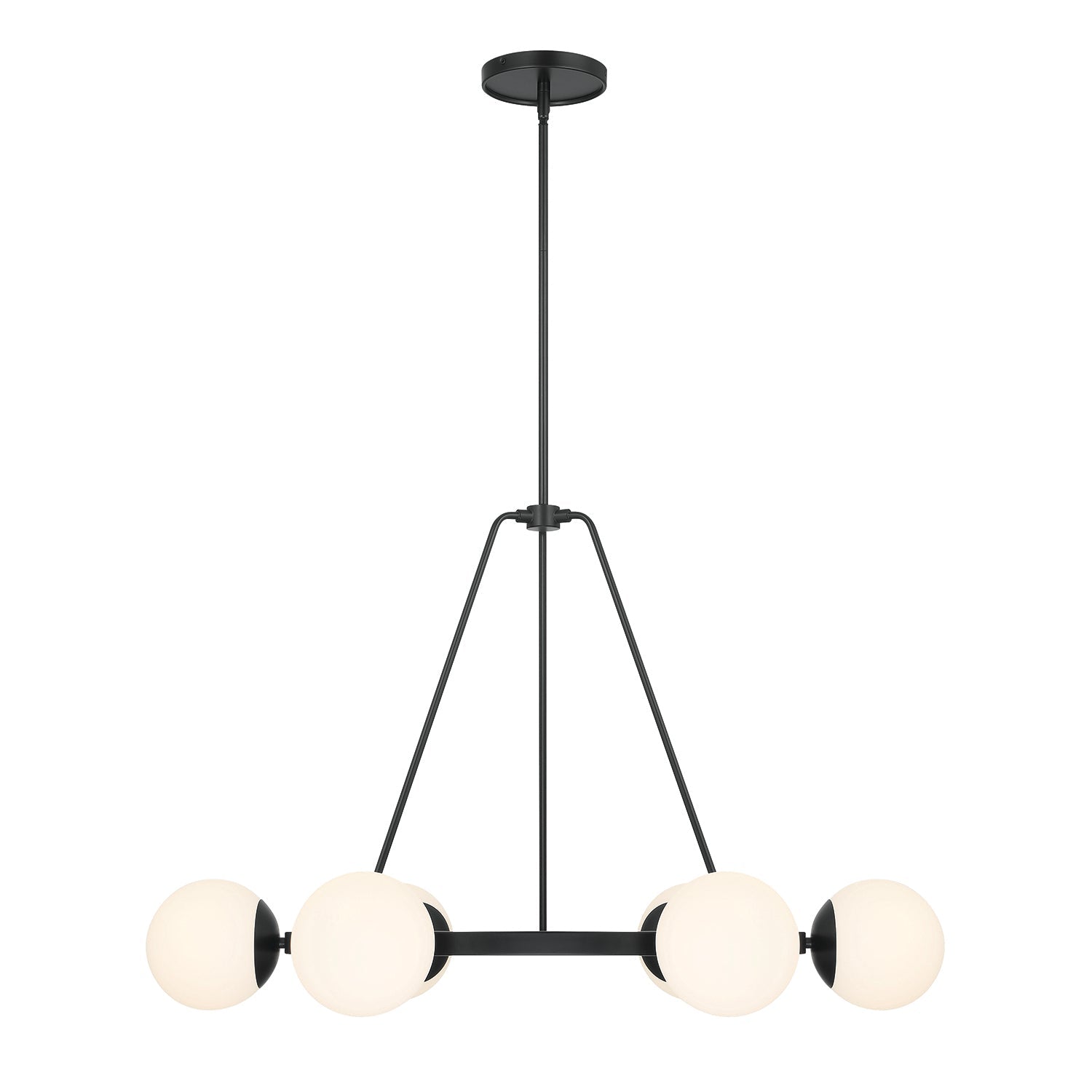 Castell 6 Globe Round Chandelier 36", Matte Black