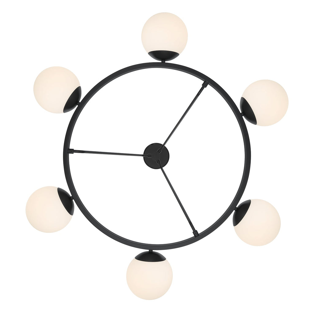 Castell 6 Globe Round Chandelier 36", Matte Black