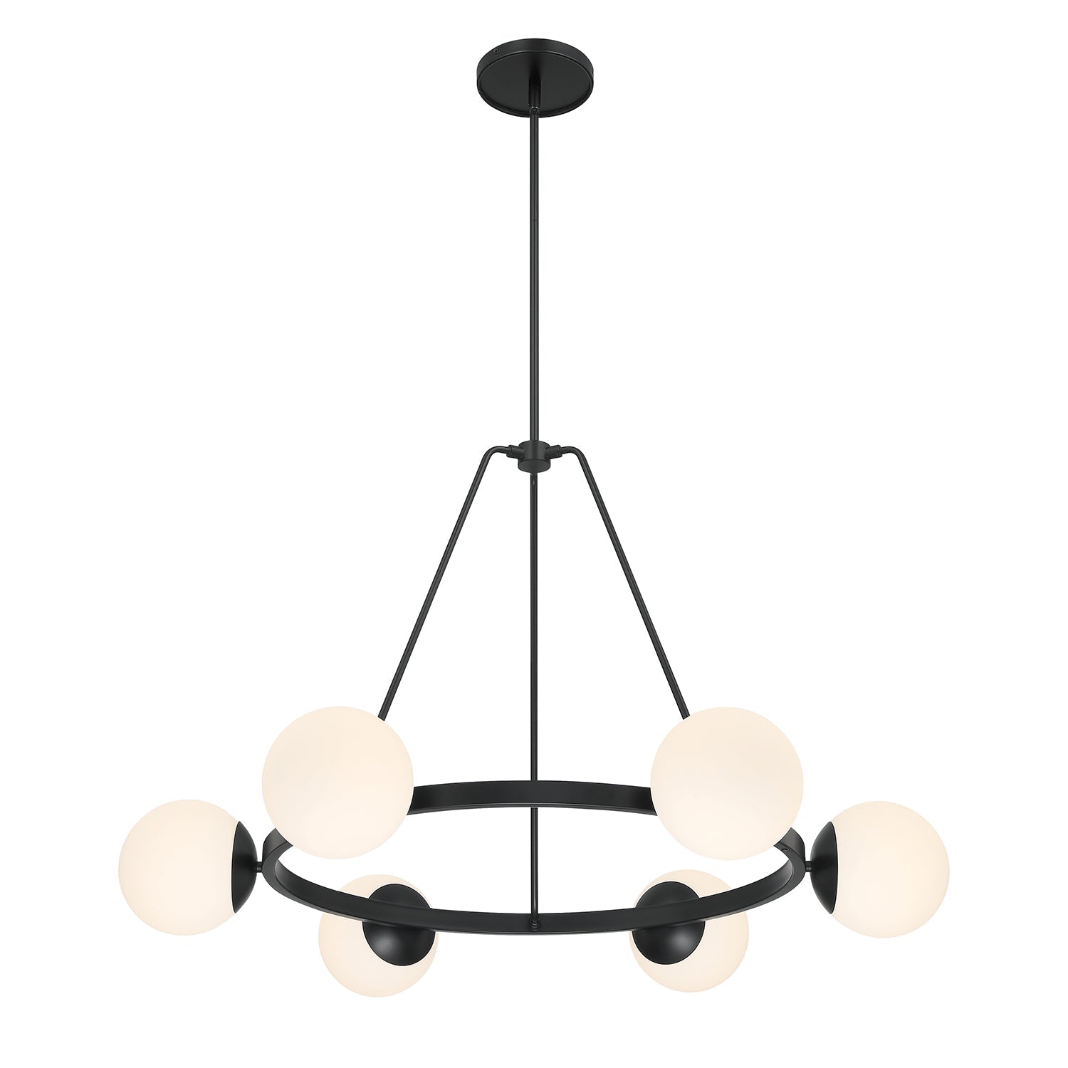 Castell 6 Globe Round Chandelier 36", Matte Black