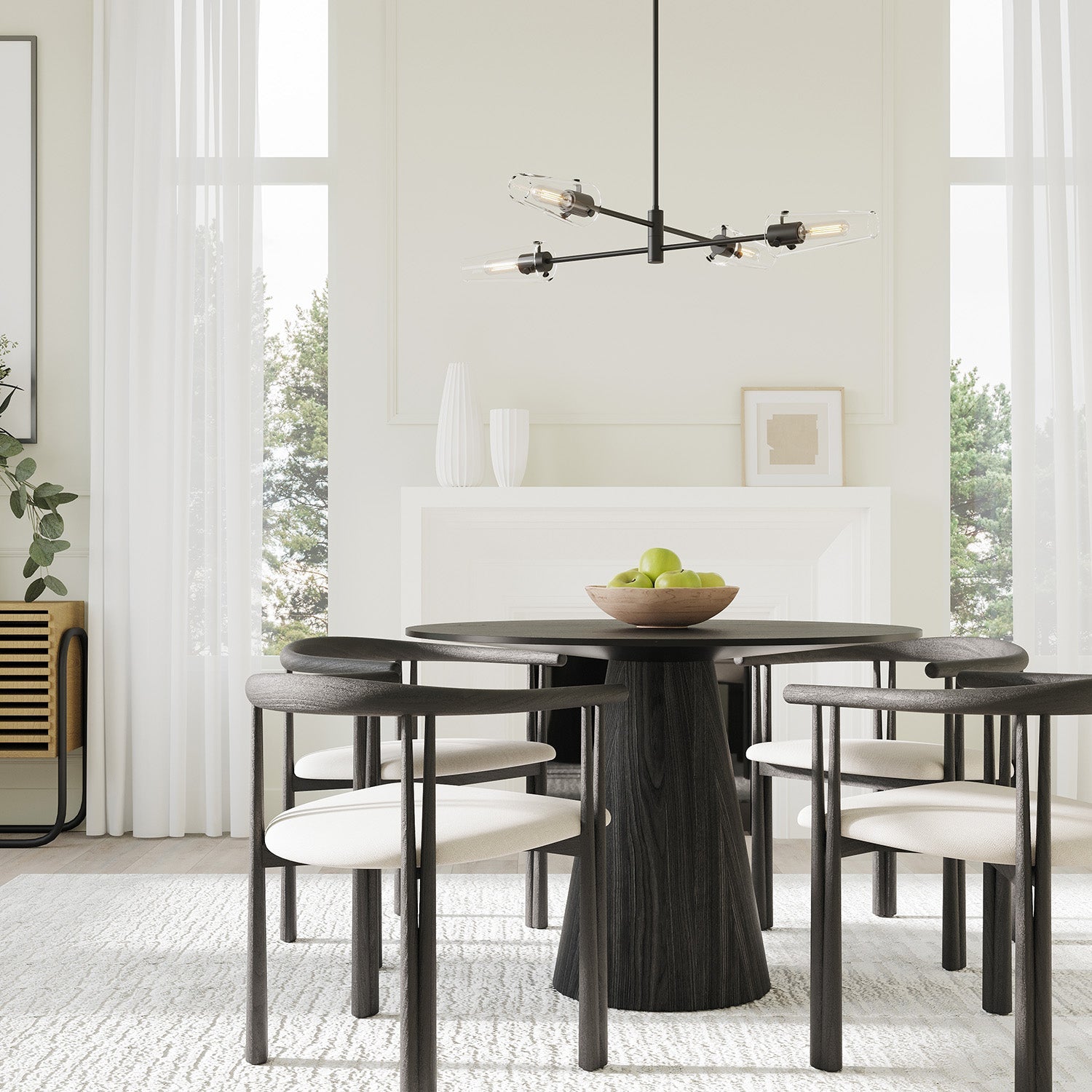 Mason 4 Light Chandelier 32", Matte Black