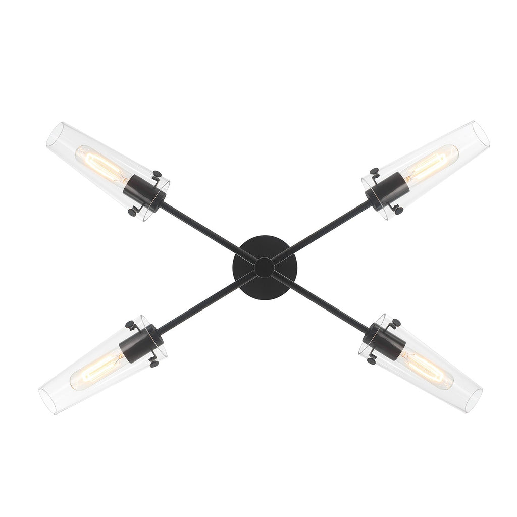 Mason 4 Light Chandelier 32", Matte Black