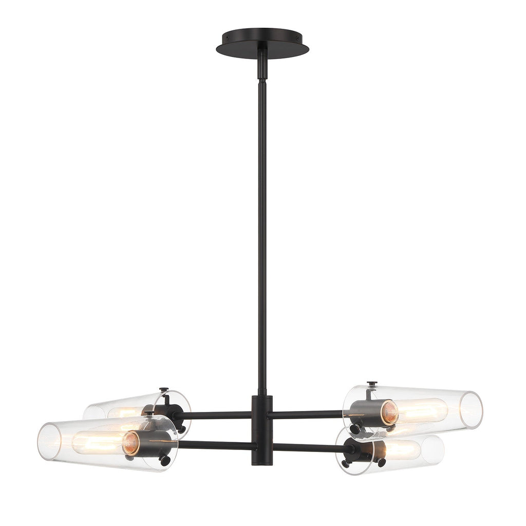 Mason 4 Light Chandelier 32", Matte Black