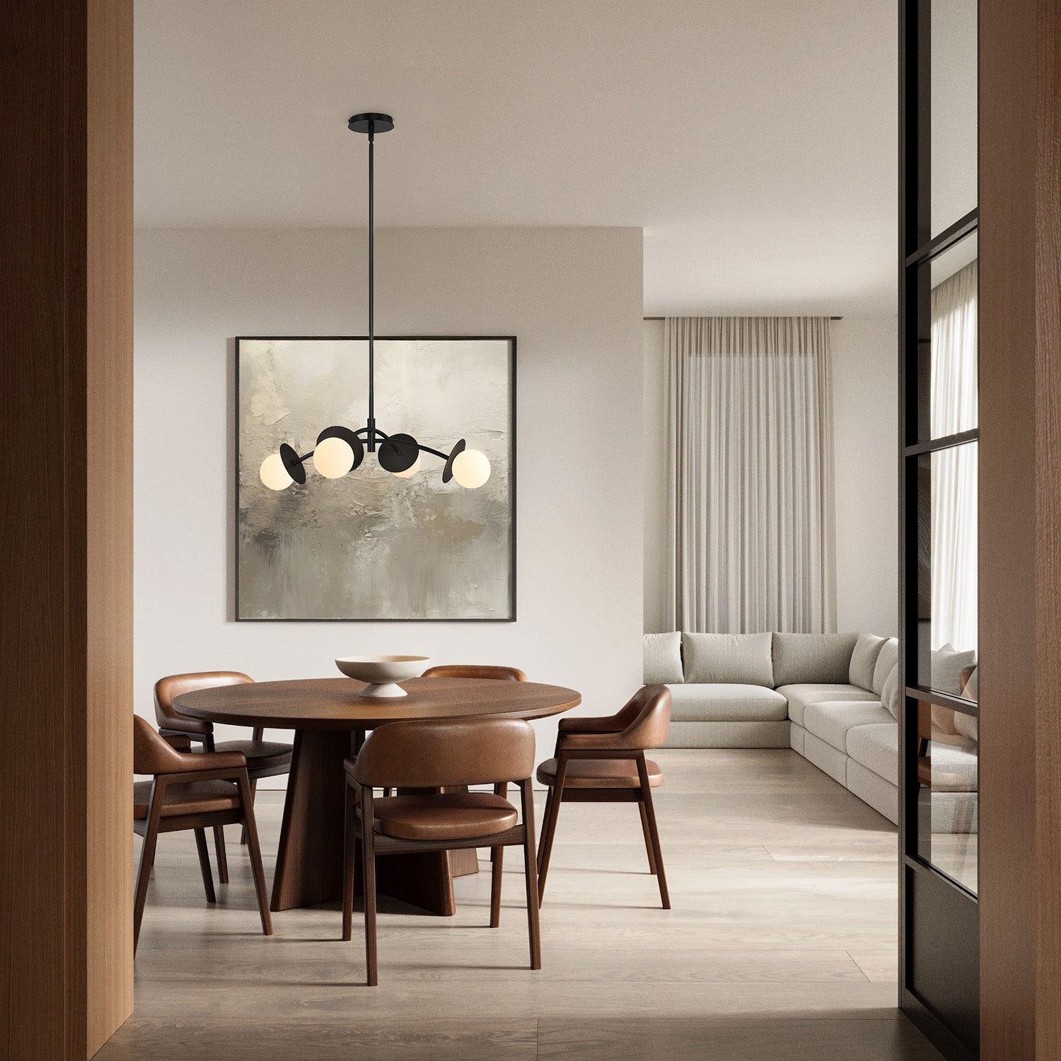 Levi 4 Globe Chandelier 26", Matte Black