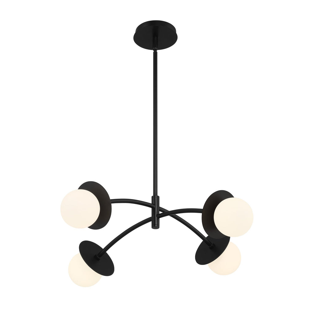 Levi 4 Globe Chandelier 26", Matte Black
