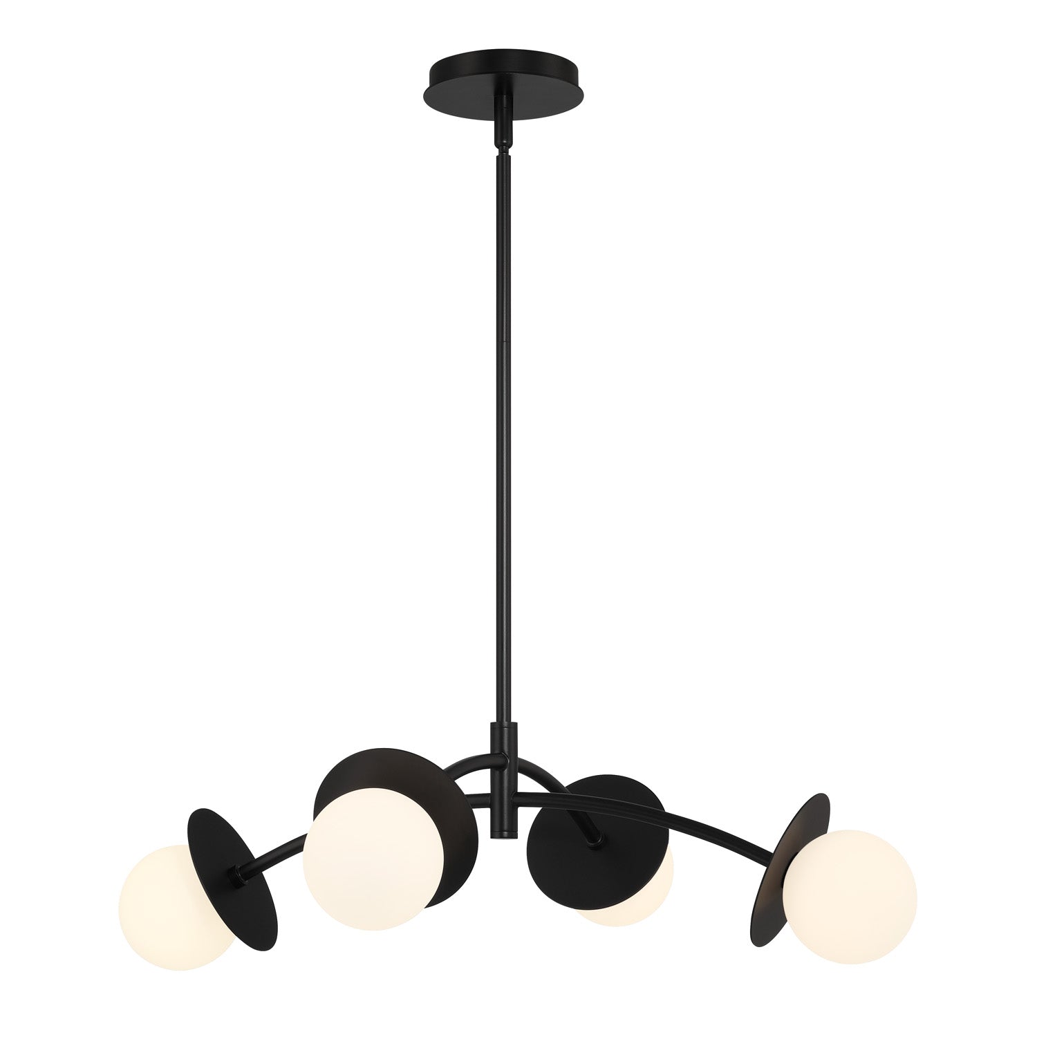 Levi 4 Globe Chandelier 26", Matte Black